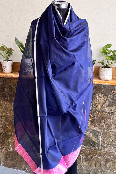 Order Midnight Blue Chanderi Handloom Dupatta | Vinusto