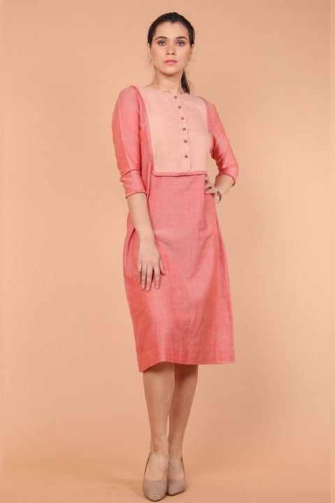 Buy Two-Tone Shift Dress in Pastel Orange & Beige | Vinusto