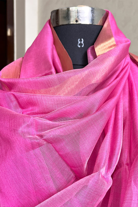 Premium Pink Chanderi Handloom Dupatta | Vinusto