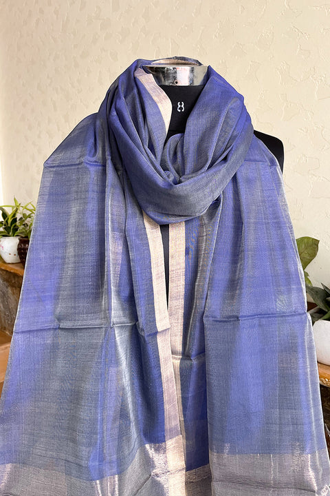 Order Royal Blue Chanderi Handloom Dupatta | Vinusto