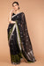 Chanderi Hand Loom Silk Saree in Black & Olive Green