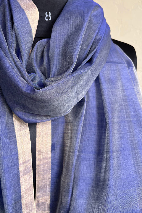Premium Royal Blue Chanderi Handloom Dupatta | Vinusto