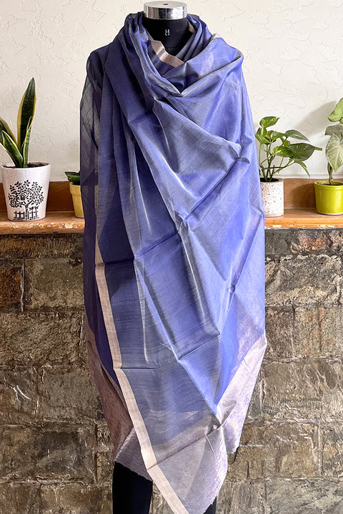Buy Royal Blue Chanderi Handloom Dupatta | Vinusto