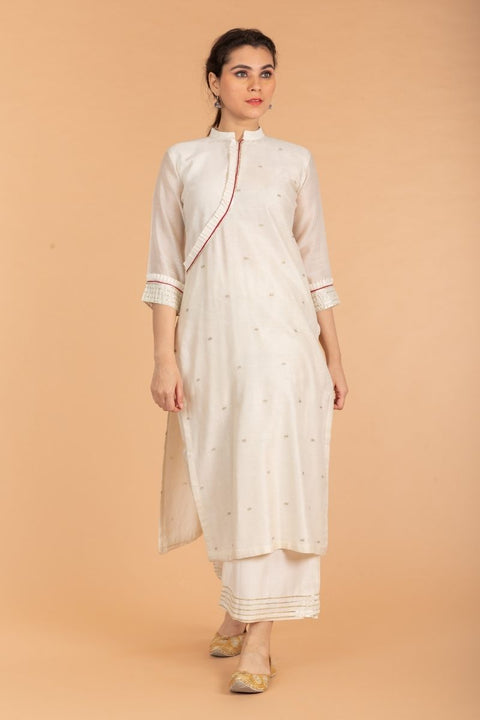 Ivory Chanderi Handloom Kurta with Gota Work