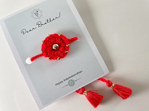 Vinusto - Red 'Chakra' Rakhi & Card  Combo