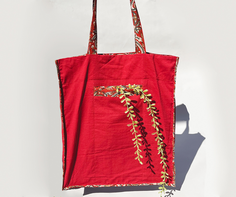 Handmade Maroon Tote Bag