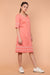 Shift Dress with Lace- inserts in Coral Cotton