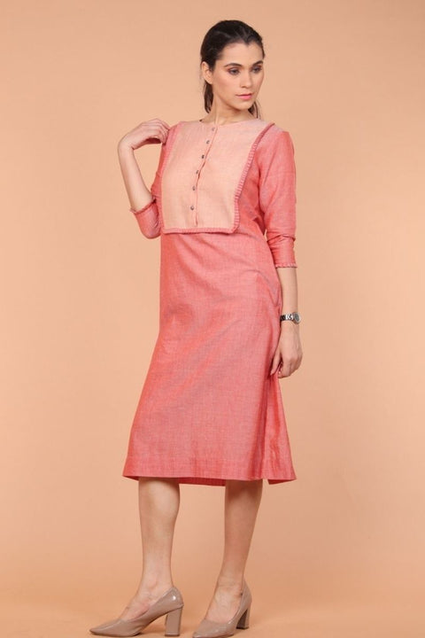 Order Two-Tone Shift Dress in Pastel Orange & Beige | Vinusto