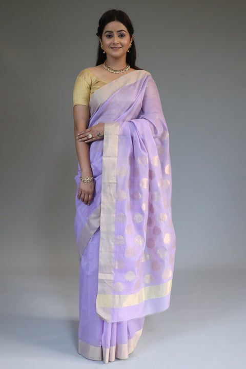 Shop Mercerized Silk Saree in Lilac – Elegant & Stylish | Vinusto

