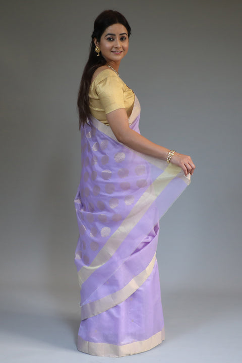 Buy Mercerized Silk Saree in Lilac – Elegant & Stylish | Vinusto

