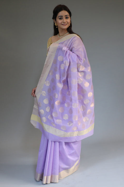 Luxury Mercerized Silk Saree in Lilac – Elegant & Stylish | Vinusto

