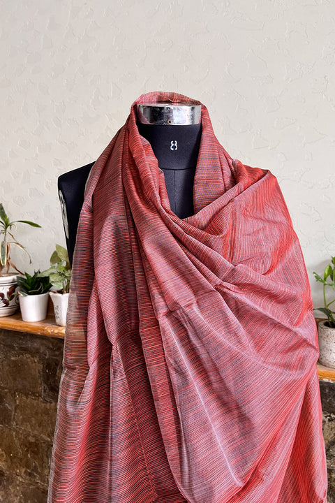 Premium Brick Brown Chanderi Handloom Dupatta | Vinusto