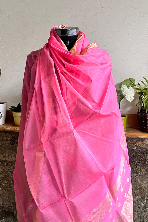 Order Lotus Pink Chanderi Handloom Dupatta | Vinusto