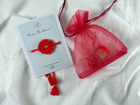 Vinusto - Red 'Chakra' Rakhi & Card  Combo