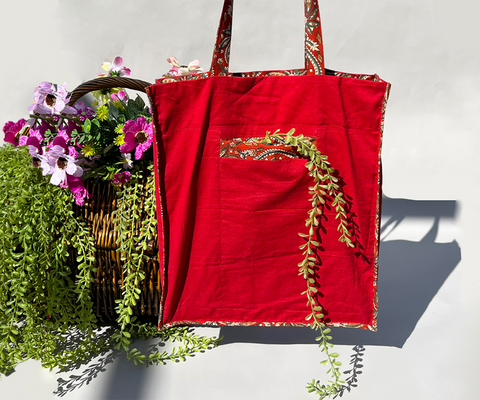 Handmade Maroon Tote Bag