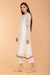 A-line Chanderi Handloom Kurta and Cotton Pants in Off White, Fuchsia Pink Chanderi Dupatta with Tassels (Set Of 3)