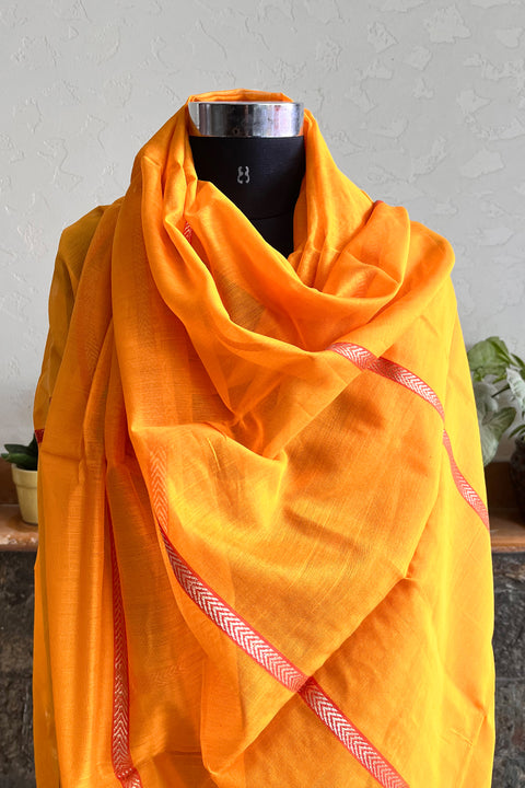 Order Turmeric Yellow Chanderi Handloom Dupatta | Vinusto