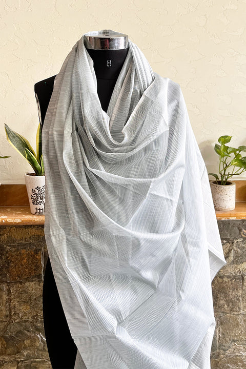 Luxury Ash Grey Chanderi Handloom Dupatta | Vinusto