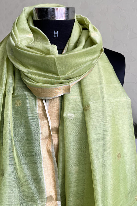 Shop Pista Green Chanderi Handloom Dupatta | Vinusto