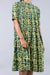 Box pleat dress in Yellow-green hand block print cotton