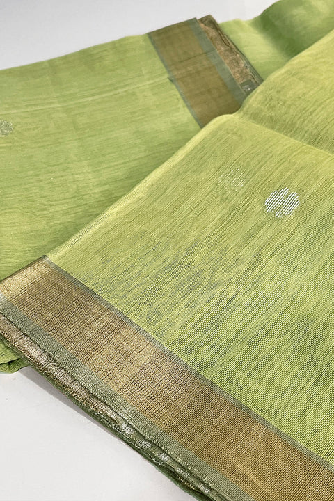 Premium Pista Green Chanderi Handloom Dupatta | Vinusto
