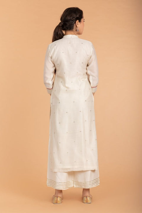 Ivory Chanderi Handloom Kurta with Gota Work
