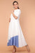 Cotton Maxi Dress in White and Oxford Blue Cotton