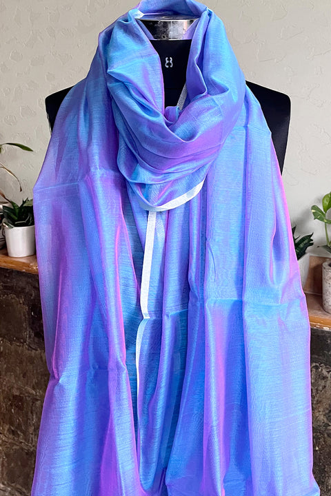 Order Blue & Pink Dual Shade Chanderi Handloom Dupatta | Vinusto