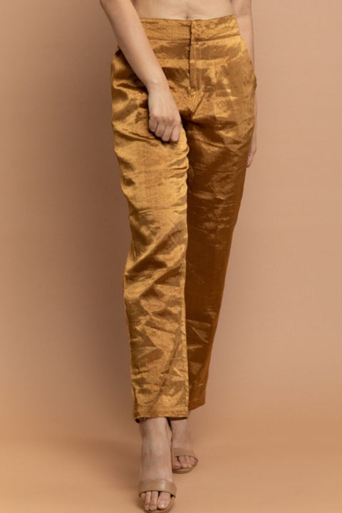 Buy Gold Zari Straight Pants | Vinusto