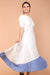 Cotton Maxi Dress in White and Oxford Blue Cotton