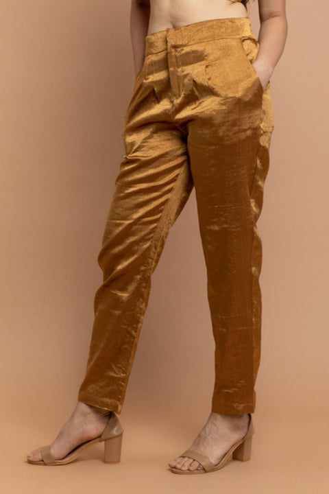 Order Gold Zari Straight Pants | Vinusto