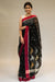 Chanderi Hand Loom Mercerized Silk Saree in Black & Pink