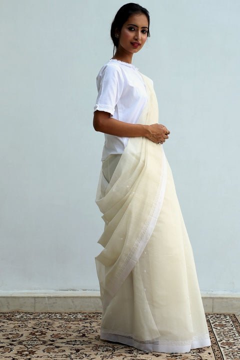 Order Chanderi Saree in Cream | Elegant Cotton Saree for All Occasions

