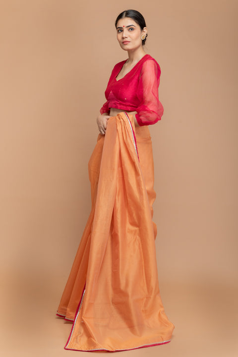 Order Puff Sleeved Blouse in Hot Pink Hand Loomed Silk | Vinusto