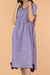 Pinstripe Cotton Empire Line Dress in Blue & Lilac Hand Block Print