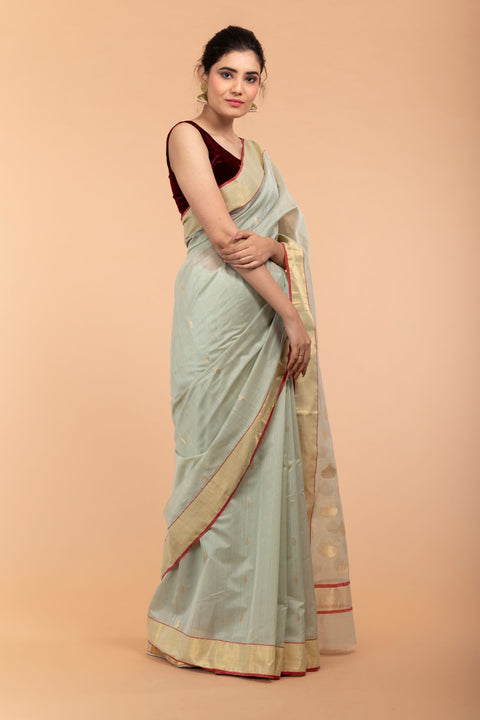 Buy Avocado Green Chanderi Handloom Saree

