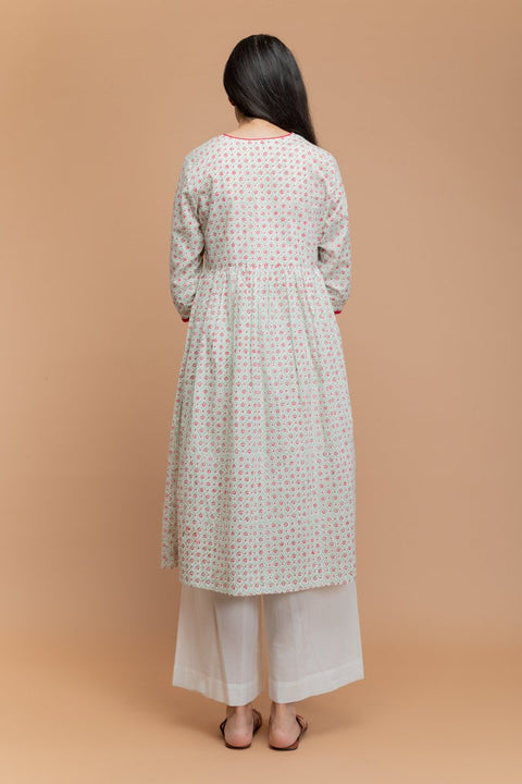 Anarkali Kurta In Hand Block Printed Cotton