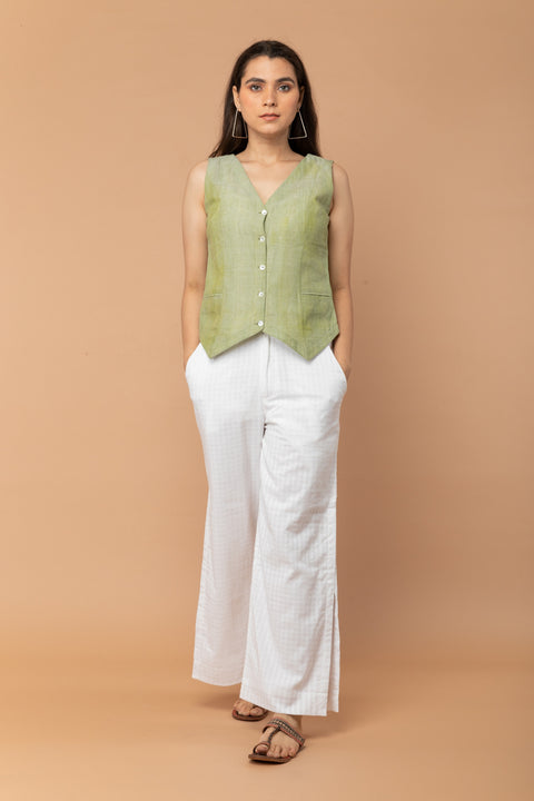 Buy Apple Green Waistcoat Top in Handloom Cotton | Vinusto