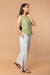 Apple Green Waistcoat Top in Hand Loom Cotton with High Slit Cotton Trousers in White (Set of 2)