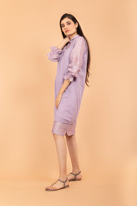 Order Lilac Shift Dress in Chanderi Handloom Cotton | Vinusto
