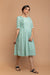 Mint Green Frill Dress in Textured Cotton Dobby