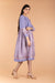Chanderi Cotton mix Layered Dress in Lilac and Handprinted Pinstripes