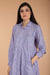 Blue Pinstripe Shirt Kurta in Hand Block Printed Cotton