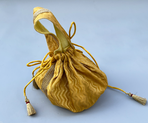 Handcrafted Yellow Zari Potli Bag