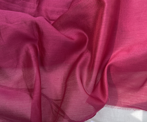Designer Handwoven Chanderi Fabric In Deep Magenta - By Vinusto