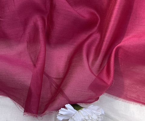 Best Handwoven Chanderi Fabric In Deep Magenta - By Vinusto