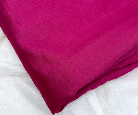 Pure- Luxury Handwoven Chanderi Fabric In Deep Magenta - By Vinusto