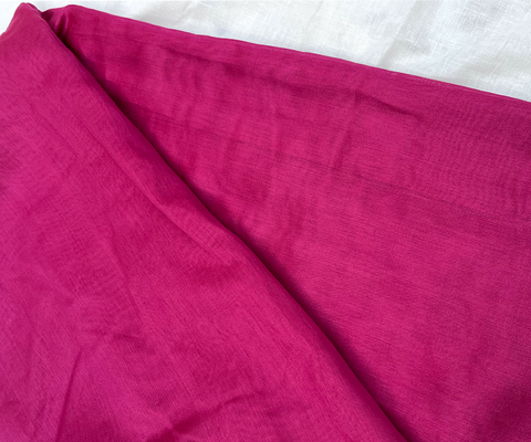 Handcrafted Pure Handwoven Chanderi Fabric In Deep Magenta - By Vinusto