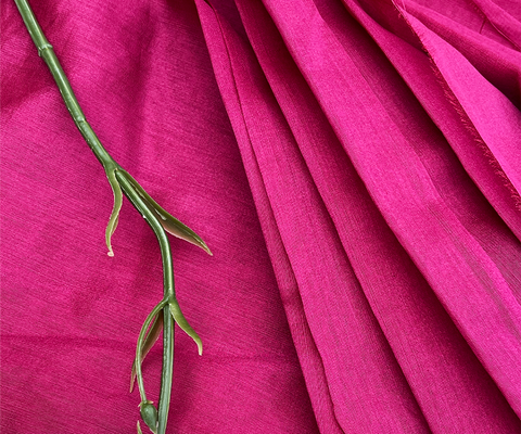 Buy Handwoven Chanderi Fabric In Deep Magenta - By Vinusto