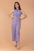 Halter neck Jumpsuit in Lilac & Blue Hand Block Printed Cotton